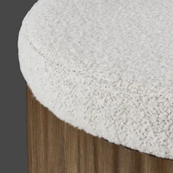 Fabric and Wood Ottoman with Storage