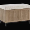 Fabric and Wood Ottoman with Storage
