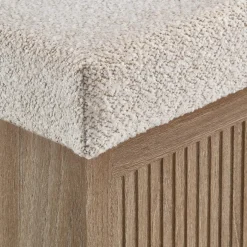 Fabric and Wood Ottoman with Storage