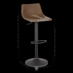 Faux Leather and Metal Adjustable Bar Stool