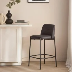 Faux Leather and Metal Bar Stool