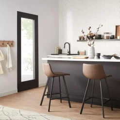 Faux Leather and Metal Bar Stool