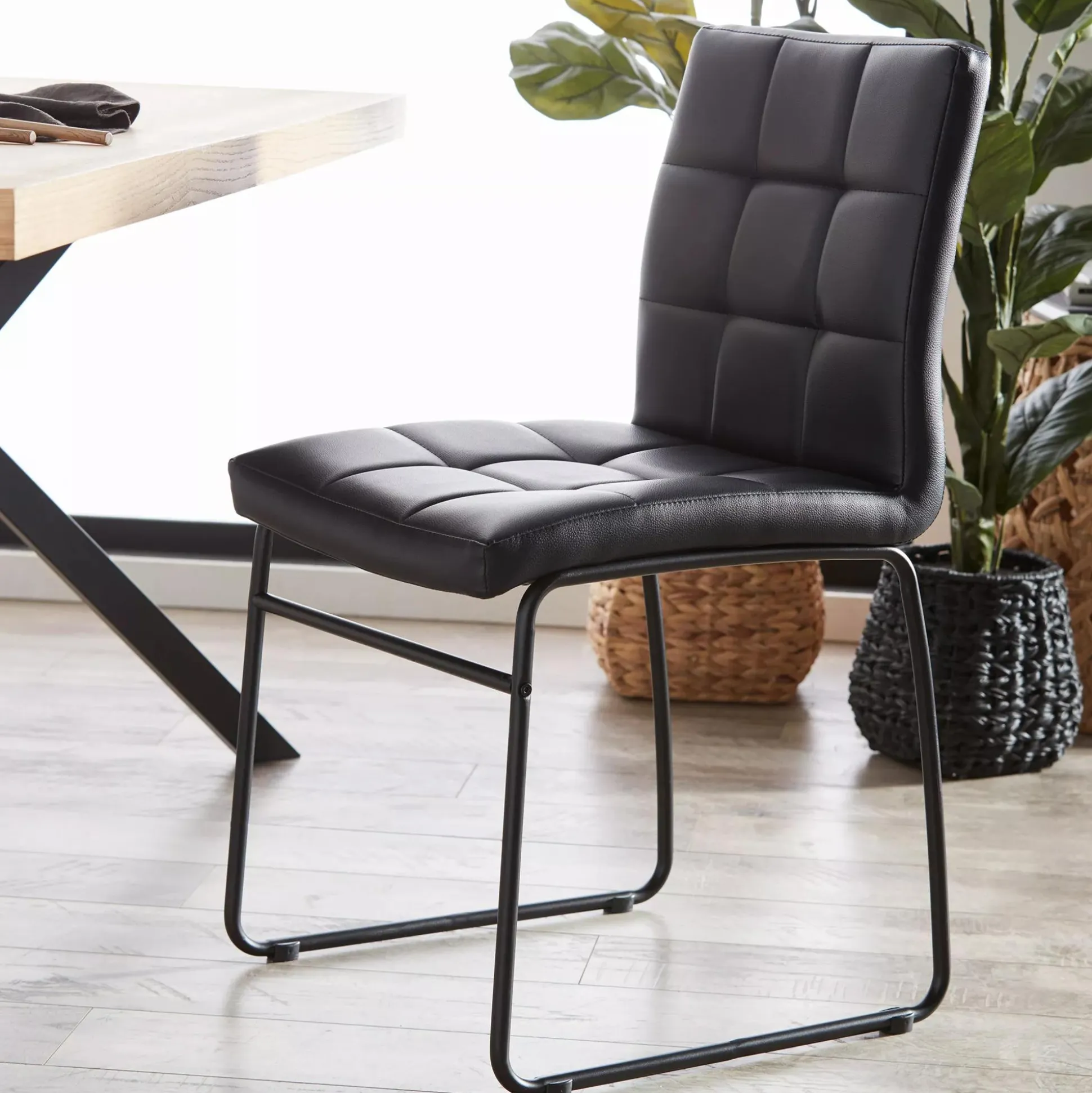 Faux Leather and Metal Dining Chair
