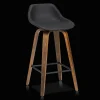 Faux Leather and Walnut Wood Bar Stool