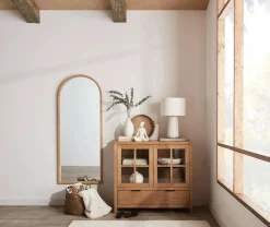 Full-Size Mirror with Wooden Arched Frame