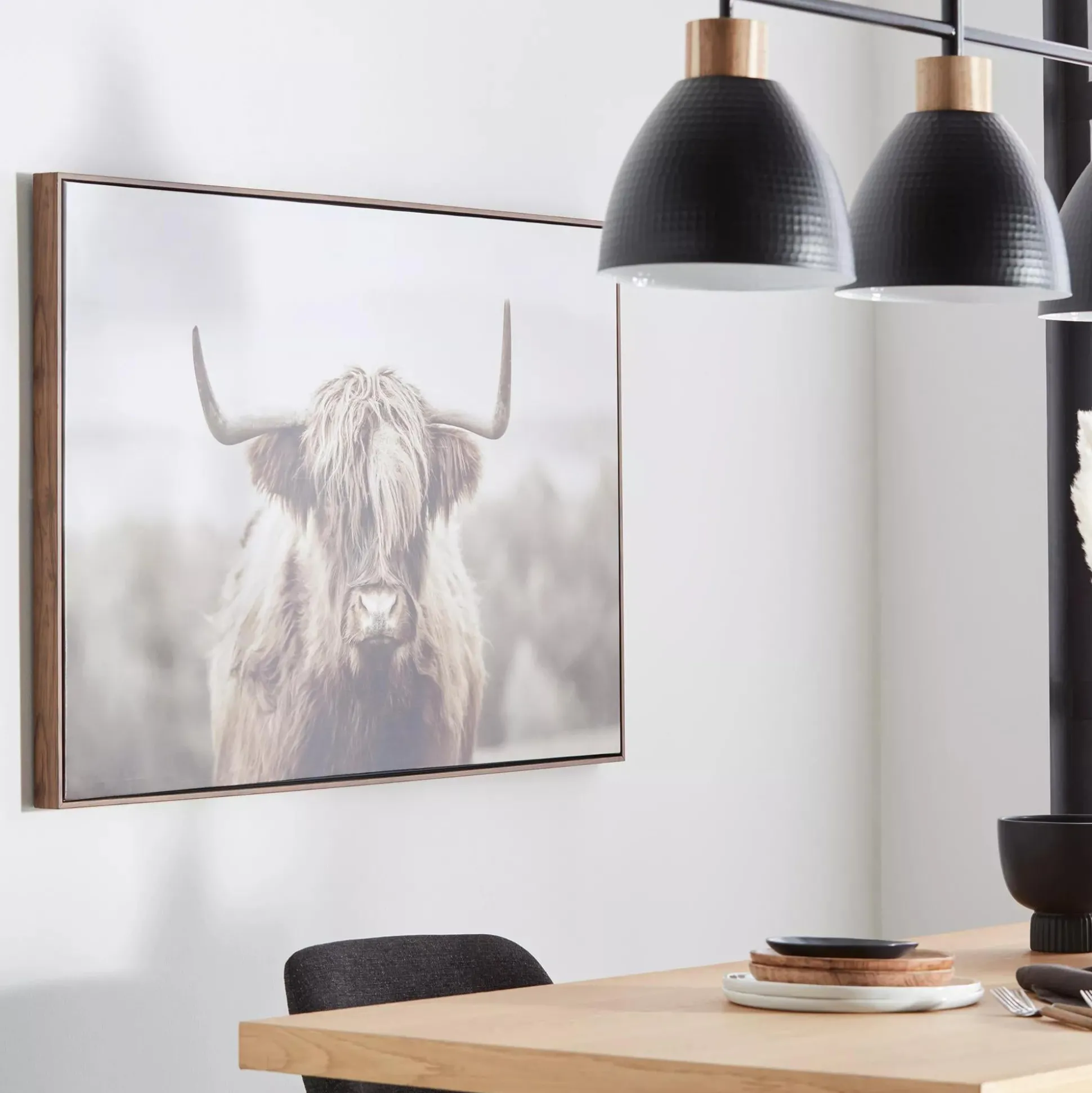Furry Highland Cow Framed Art