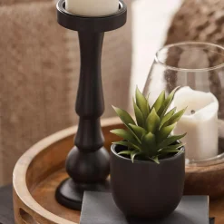 Glass and Wood Candle Holder