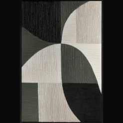 Green Color Block Abstract Framed Art