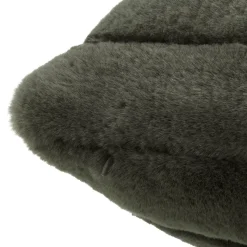 Green Cougar Faux Fur Throw Pillow