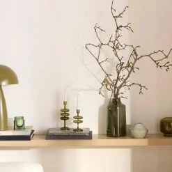 Green Glass Pillar Candle Holder