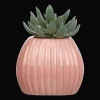 Greenery in Pink Ribbed Vase