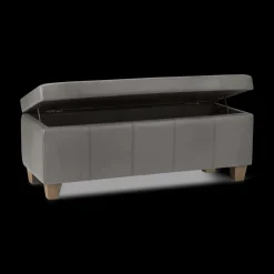 Grey Faux Leather Storage Bench
