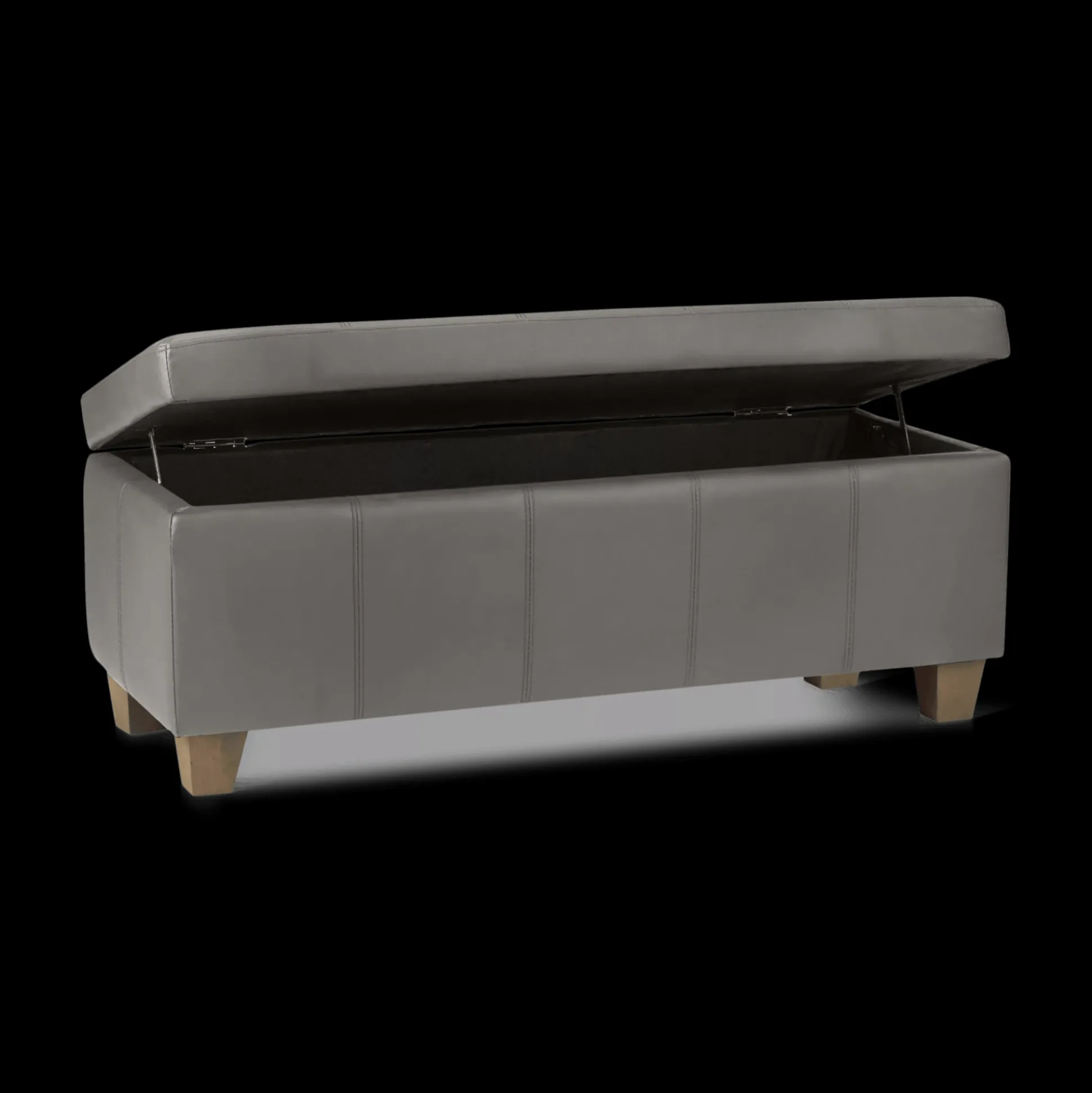Grey Faux Leather Storage Bench