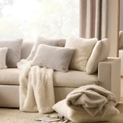 Grey Maddox Faux Fur Decorative Lumbar Pillow