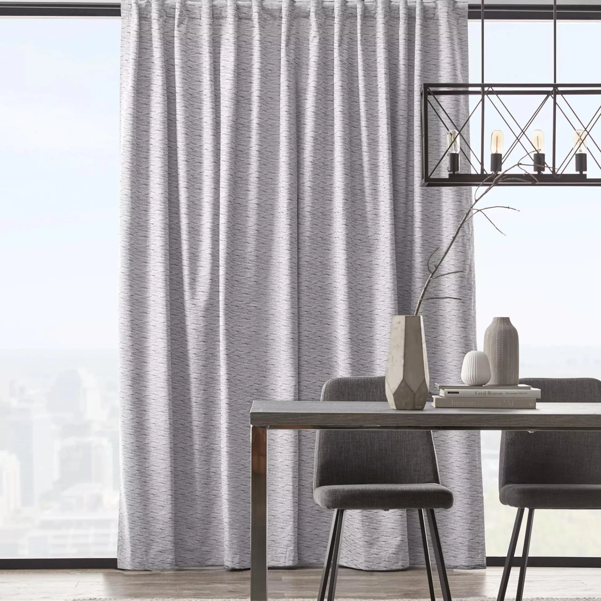 Grey Toulouse Blackout Curtain with Hidden Backtab
