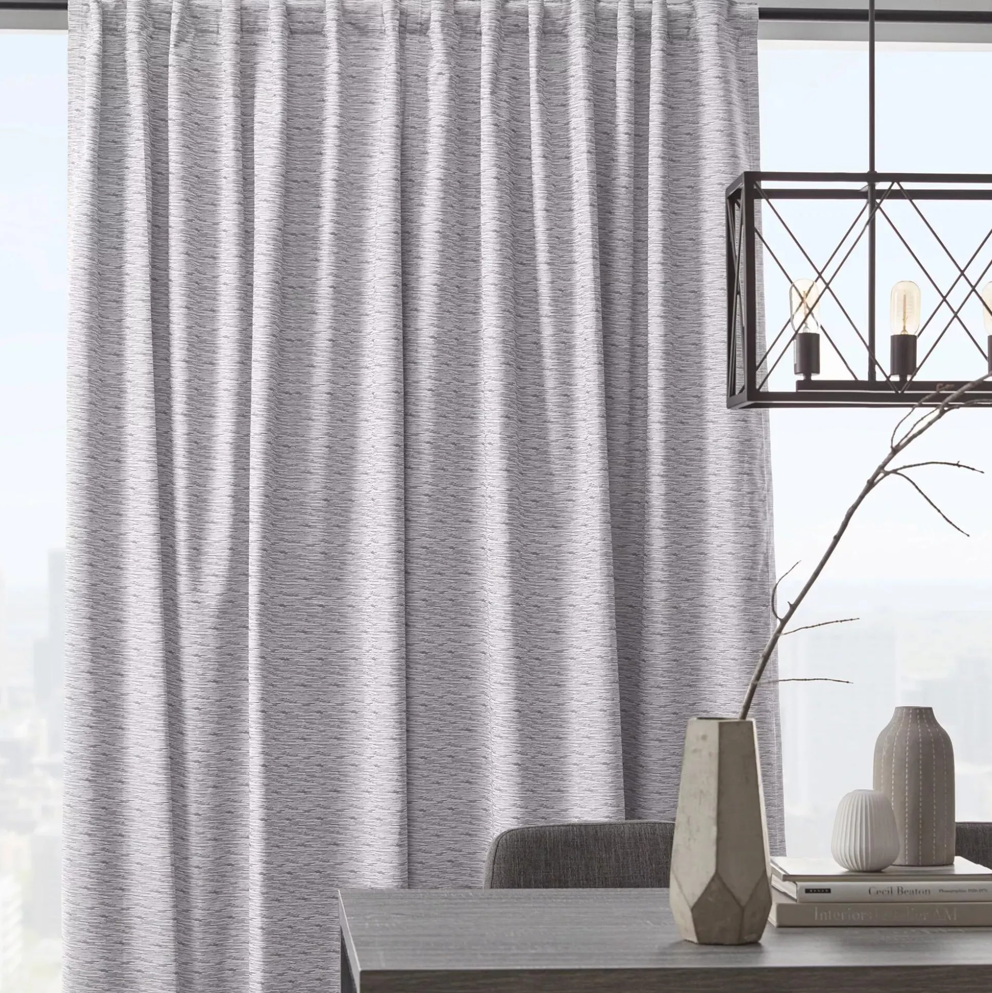 Grey Toulouse Blackout Curtain with Hidden Backtab