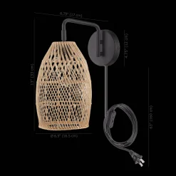 Hemp Rope & Black Metal Wall Sconce