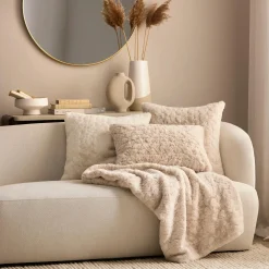 Light Beige Sheep Faux Fur Decorative Lumbar Pillow