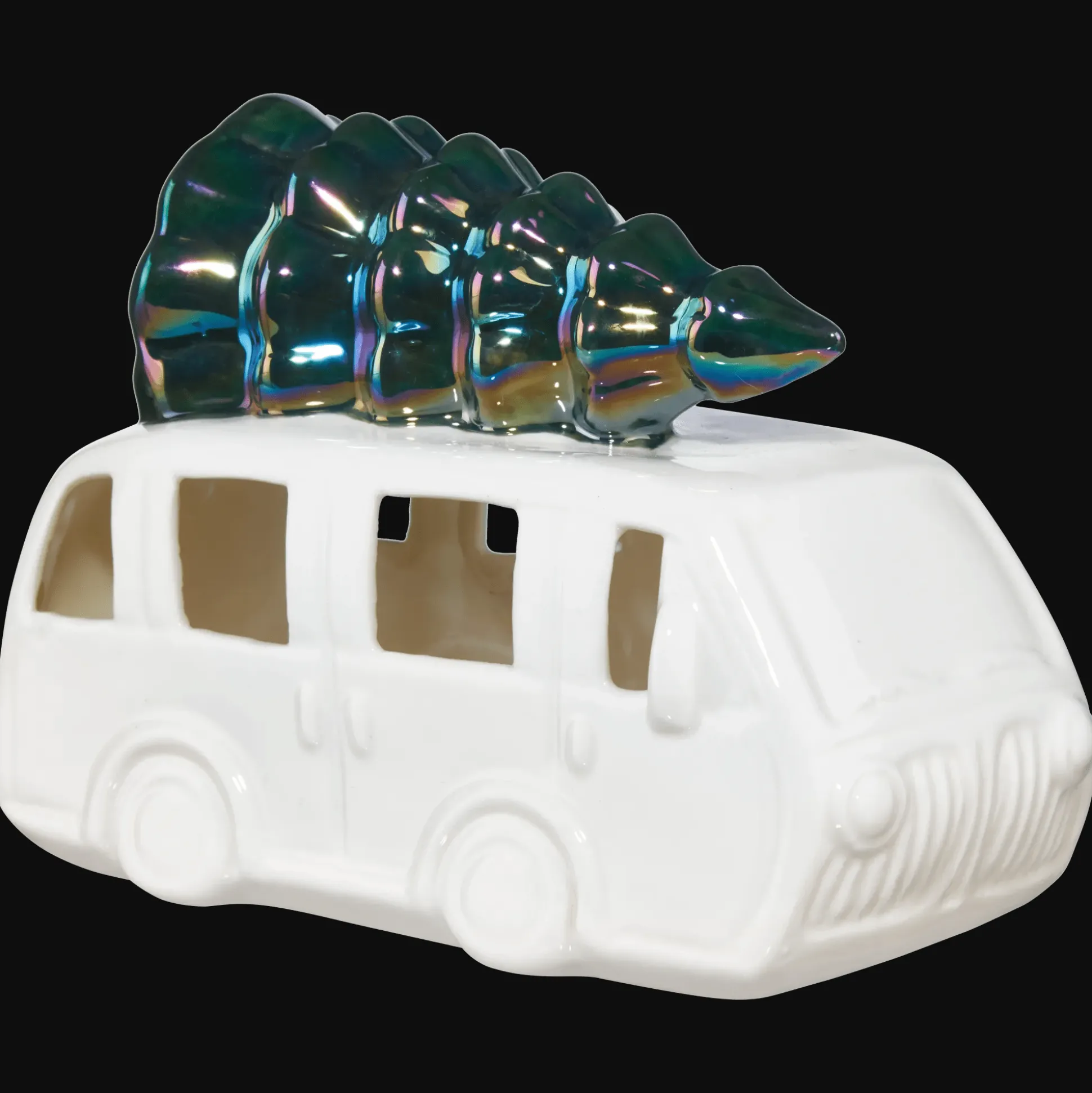 Light Up Ceramic Van With Tree