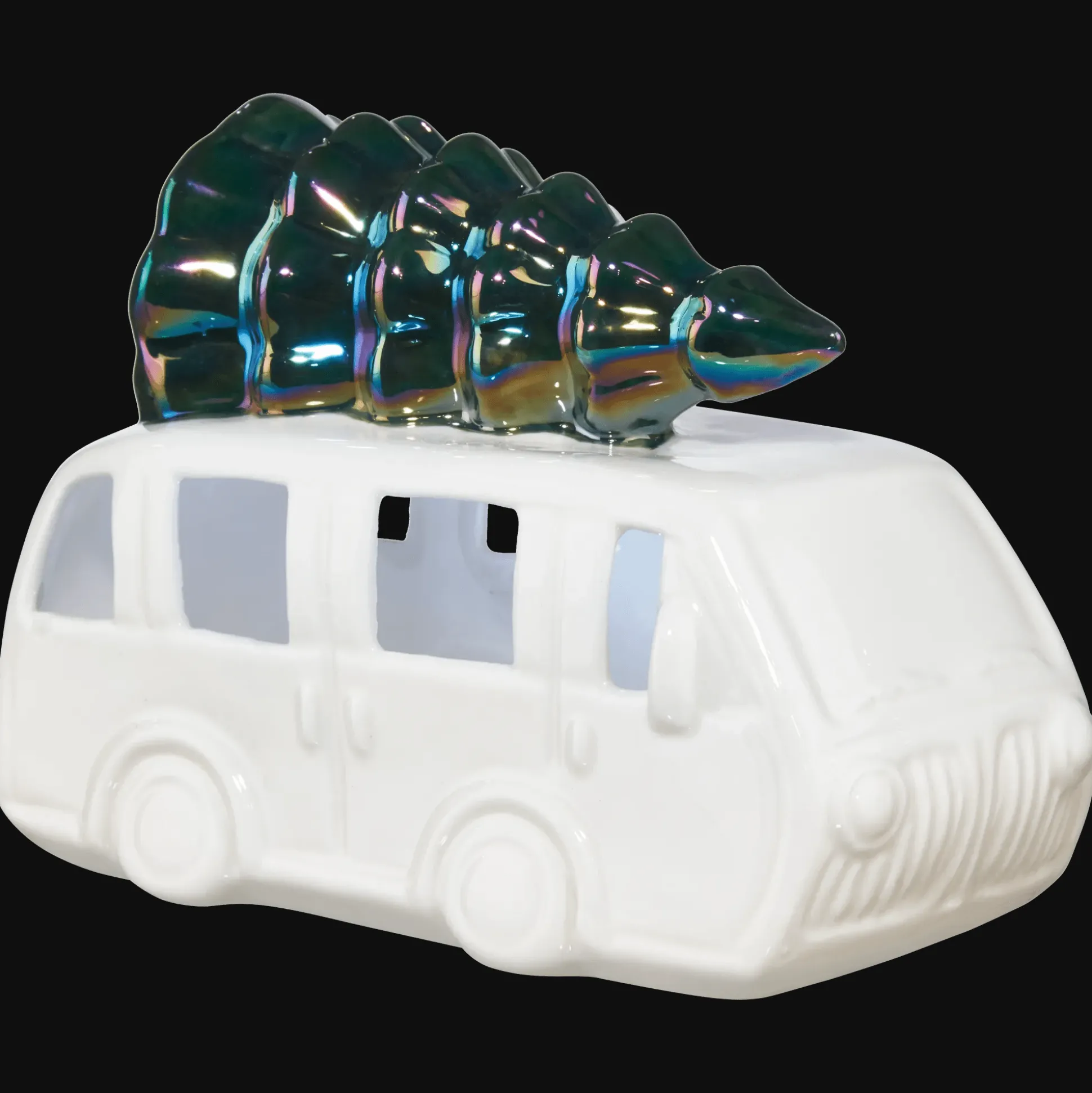 Light Up Ceramic Van With Tree