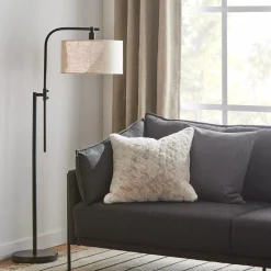 Linen Swivel Metal Floor Lamp