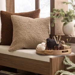 Medium Brown Doodle Boucle Decorative Throw Pillow