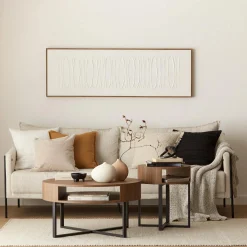 Metal and Walnut Veneer Round Coffee Table