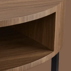 Metal and Walnut Veneer Round Coffee Table