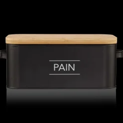 Metal Bread Box with Bamboo Lid