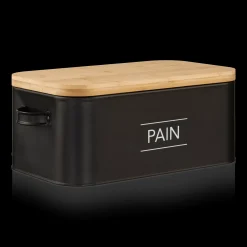Metal Bread Box with Bamboo Lid