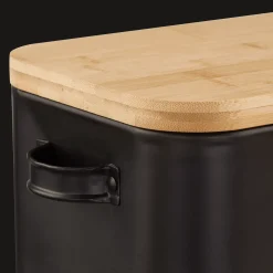 Metal Bread Box with Bamboo Lid