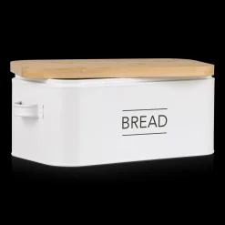 Metal Bread Box with Bamboo Lid