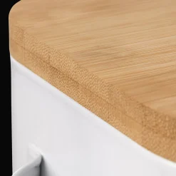 Metal Bread Box with Bamboo Lid