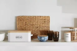 Metal Bread Box with Bamboo Lid