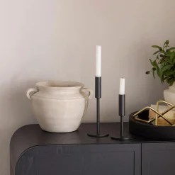 Modern Candle Holder in Black Metal