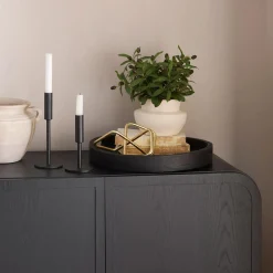 Modern Candle Holder in Black Metal