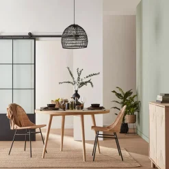 Natural Wood Round Dining Table