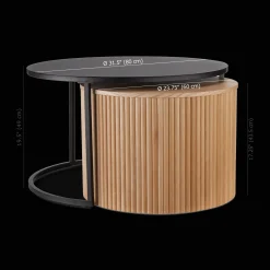 Nesting Coffee Table - Black Metal and Natural Wood