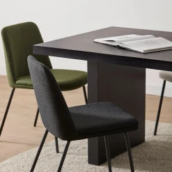 Oatmeal Fabric and Metal Dining Chair