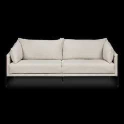 Oatmeal Fabric Sofa with Black Metal Legs