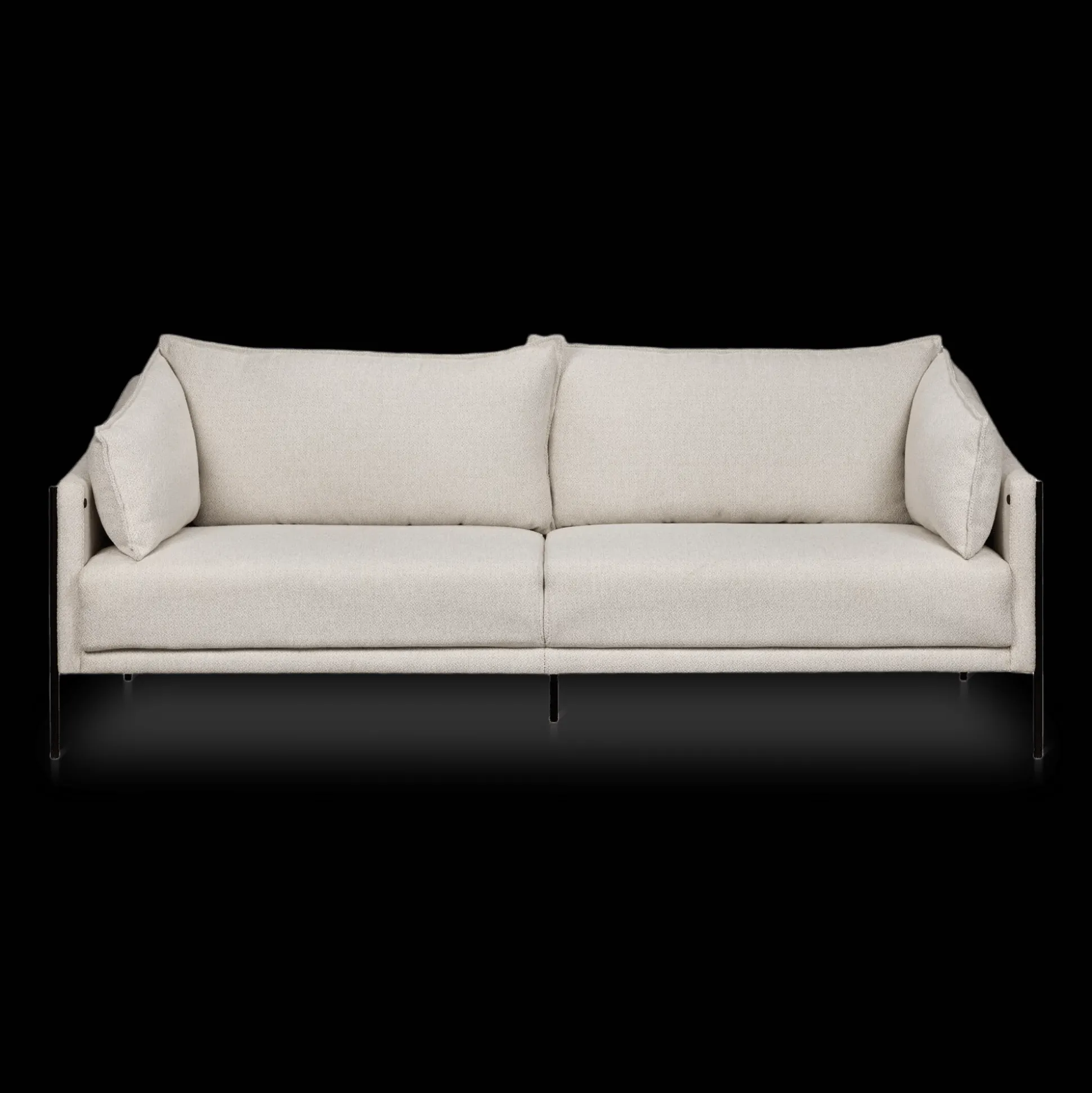 Oatmeal Fabric Sofa with Black Metal Legs