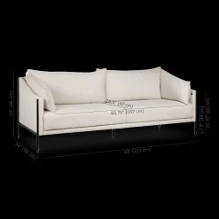 Oatmeal Fabric Sofa with Black Metal Legs