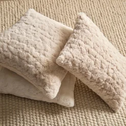 Oatmeal Sheep Faux Fur Throw Pillow