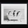 Penguins in Bathtub Printed Framed Canvas