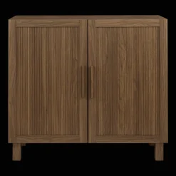 Ribbed Door Walnut Veneer Buffet