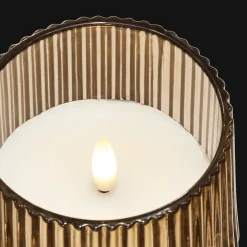 Ribbed Glass LED Candle