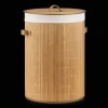 Round Bamboo Hamper with Lining and Faux Leather Handles