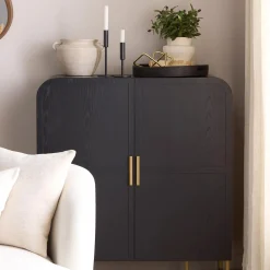 Round Dark Wood Tray