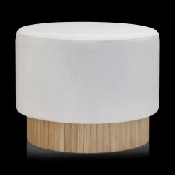 Round Fabric and Wood Bench