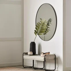 Round Mirror with Black Frame